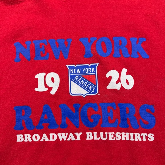 New York Rangers Hoodie NHL Hockey Broadway Blueshirts Mens Pullover Red - Picture 2 of 10